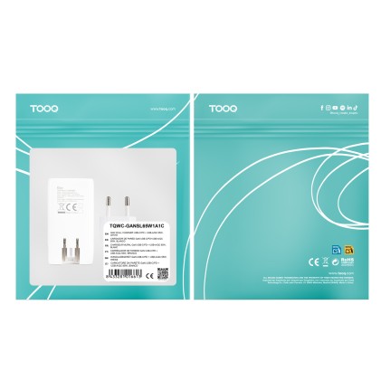 TooQ TQWC-GANSL65W1A1C Caricabatterie per dispositivi mobili Universale Bianco AC Ricarica rapida Interno
