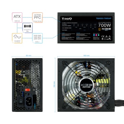 TooQ TQXGEII-700SAP alimentatore per computer 700 W 20+4 pin ATX ATX Nero