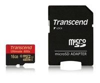 TRANSCEND Flash Micro SDHC 16GB UHS-1 600X Class 10 + 1 adapter - Write up to 46MB/s 600X Read up to 87MB/s