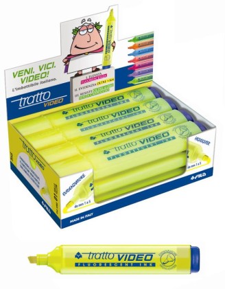 FILA Evidenziatore Punta A Scalpello Tratto Video Giallo - Confezione Da 12 Pezzi