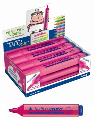 FILA Evidenziatore Punta A Scalpello Tratto Video Rosa - Confezione Da 12 Pezzi