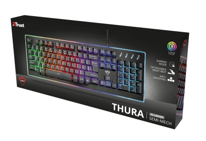 Trust 21843 Tastiera da gioco USB semi-meccanica GXT 860 Thura nera