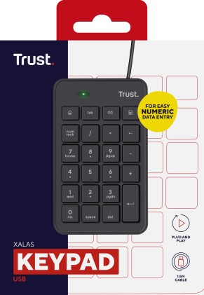 Trust 22221 tastierino numerico Notebook/PC USB Nero