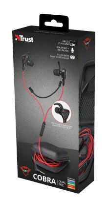 Trust TRU GXT 408 Auricolare Cablato In-ear Giocare Nero, Rosso