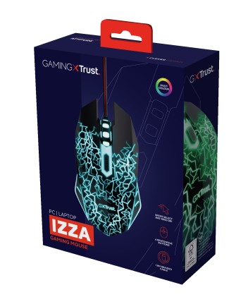 Trust GXT 105X Izza mouse Gaming Ambidestro USB tipo A Ottico 4000 DPI