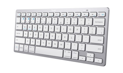 Trust 24654 tastiera Ufficio Bluetooth QWERTY Spagnolo Argento, Bianco