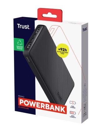 Trust Powerbank Primo 20.000, Eco, Nero