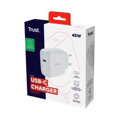 Trust Caricatore Maxo 45W Usb-C, Bianco