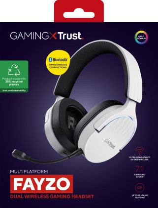 Trust Cuffie Gxt491W Fayzo Wireless Bianco
