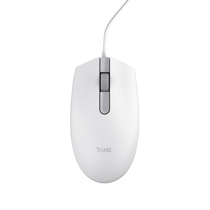 Trust TM101 Eco USB Mouse 1200 dpi - Realizzato con il 50% di plastica riciclata - 3 pulsanti - Uso ambidestro - Cavo da 1,60 m - Bianco