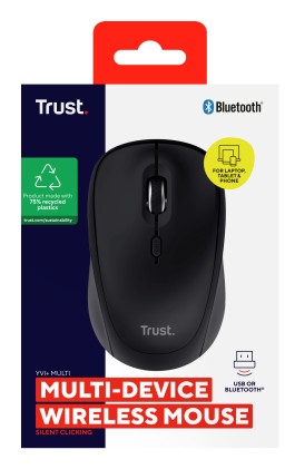 Trust Yvi+ mouse Universale Ambidestro RF senza fili + Bluetooth Ottico 1600 DPI