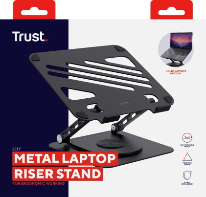 Trust Supporto/Rialzo Per Laptop In Metallo - Zeff - Nero