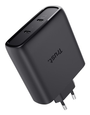 Trust Alimentatore/Caricabatteria 100W 2 Porte Usb-C Gan - Plastica Riciclata 50 - Maxo - Nero