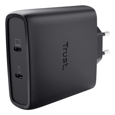 Trust Alimentatore/Caricabatteria 100W 2 Porte Usb-C Gan - Plastica Riciclata 50 - Maxo - Nero