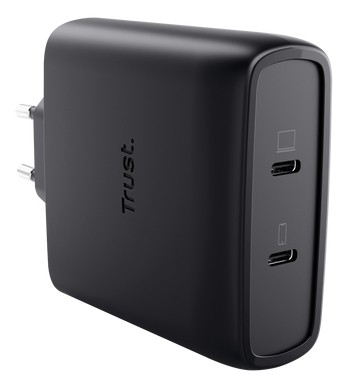Trust Alimentatore/Caricabatteria 100W 2 Porte Usb-C Gan - Plastica Riciclata 50 - Maxo - Nero