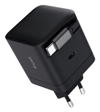 Trust Alimentatore/Caricabatteria 65W 1 Porte Usb-C + Cavo Retrattile Usb-C - Plastica Riciclata 50