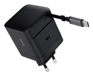 Trust Alimentatore/Caricabatteria 65W 1 Porte Usb-C + Cavo Retrattile Usb-C - Plastica Riciclata 50