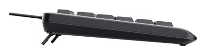 Tastiera cablata Trust Primo Full-Size con USB-C - Retroilluminazione a LED - Protezione da schizzi - 104 tasti silenziosi - Adattatore USB-A - 22x184x436mm - Nera - Spagnolo