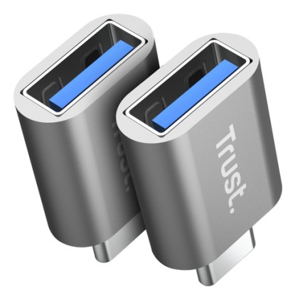 Trust Calyx Confezione da 2 adattatori USB 3.0 - USB-A femmina - USB-C maschio - 8x15x32mm - Colore grigio