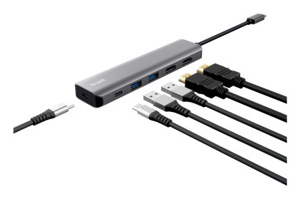 Trust Adattatore Docking Station Multiport 6 In 1 , 2 Hdmi 4K, 1 Usb-C, 1 Usb-C Pd, 2 Usb-A 3.2, Dal