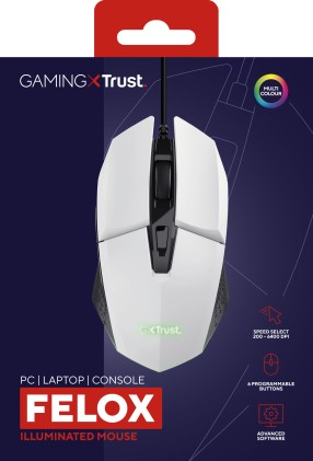 Trust GXT 109W Felox mouse Mano destra USB tipo A Ottico 6400 DPI