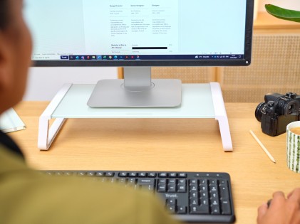 Trust 25351 supporto da tavolo per Tv a schermo piatto Trasparente, Bianco Scrivania