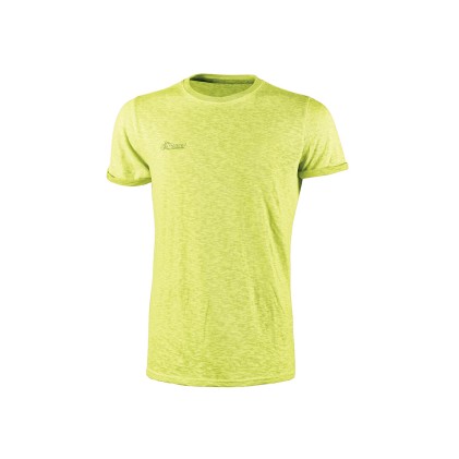 T-shirt a maniche corte Upower Fluo - Taglia 3XL - Cotone slub, tessuto traspirante, vestibilit&agrave; aderente, girocollo a coste - Giallo fluorescente
