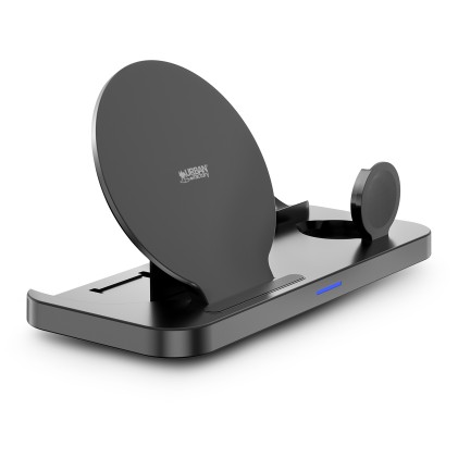 Urban Factory SWC35UF Caricabatterie per dispositivi mobili Cuffie, Orologio intelligente, Telefono Nero Batteria Carica wireless Interno