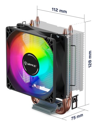 Unykach Unycool H20 ARGB CPU Cooler - Multisocket universale - Ventola da 90 mm - Illuminazione ARGB - Nero