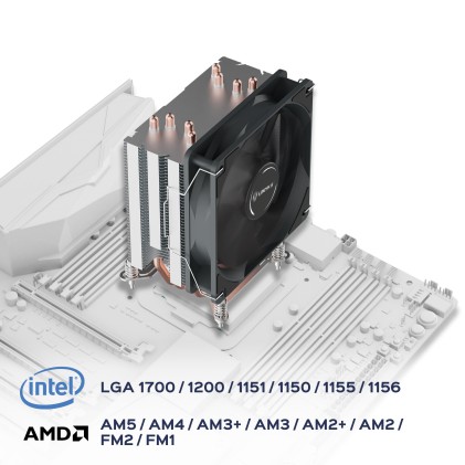 Unykach Unycool H40 ARGB Disipador CPU - Multisocket Universal - Ventilador 120mm - Color Negro