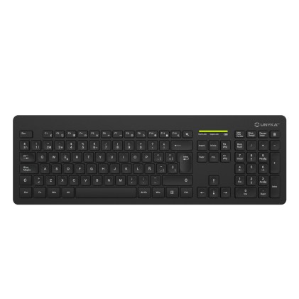 UNYKAch UK505445 tastiera Mouse incluso Ufficio RF Wireless QWERTY Spagnolo Nero