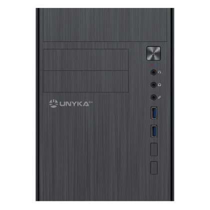Case Tower MicroATX Unykach Aero C12 V1 - Dimensioni unità supportate 3,5", 2,5" - USB-A 3.0, lettore di schede SD e audio - Colore nero