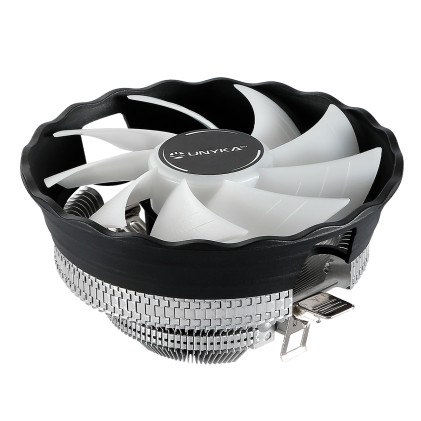 Dissipatore di calore CPU compatto Unykach Jotun DF 120 RGB da 120 mm a basso profilo - Illuminazione RGB - Velocit&agrave; massima. 1600 giri/min - Colore Bianco/Nero