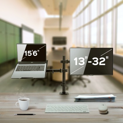 UNYKAch UK710202 supporto per laptop Braccio per computer portatile e monitor Nero 39,6 cm (15.6")