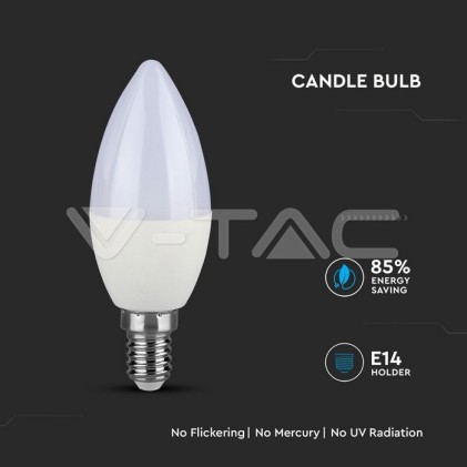 V-TAC VT-266 Lampadina LED E14 5.5W Candela Chip Samsung - Bianco freddo 6400K - SKU 173