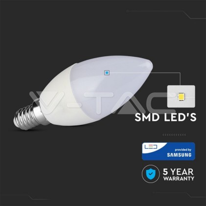 V-TAC VT-266 Lampadina LED E14 5.5W Candela Chip Samsung - Bianco freddo 6400K - SKU 173