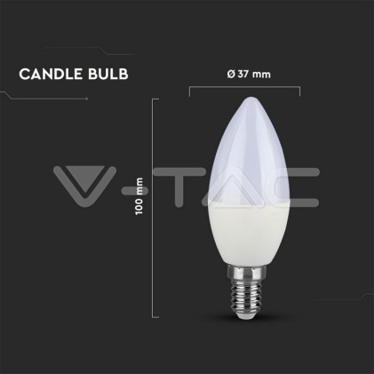 V-TAC VT-266 Lampadina LED E14 5.5W Candela Chip Samsung - Bianco freddo 6400K - SKU 173