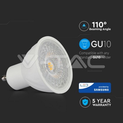 V-TAC PRO VT-247 Lampadina LED GU10 6,5W Chip Samsung - Bianco naturale 4000K - SKU 193