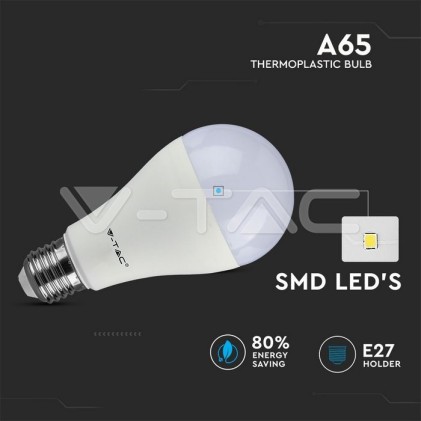 V-TAC VT-2015 Lampadina LED E27 15W Bulb A65 6400K Bianco freddo - SKU 4455