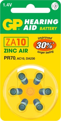 GP Batteries Hearing Aid ZA10 Batteria monouso PR70 Zinco-aria