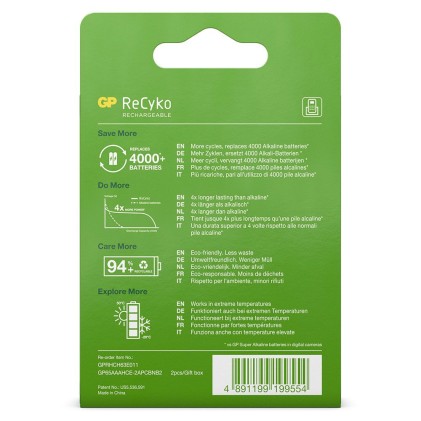 GP Batteries 12065AAAHCE-C2 Batteria ricaricabile Mini Stilo AAA Nichel-Metallo Idruro (NiMH)