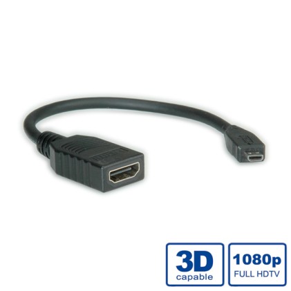 Adattatore Micro Hdmi-Hdmi 4K M/F 3840X2160 @30Hz Con Cavo 0,15Mt