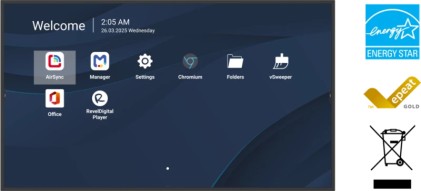 Mon 43Ds Uhd Mm Dvi Hdmi Vesa 4K 500Nit 8Gb 32Gb Andr 14 24/7 Pd65W