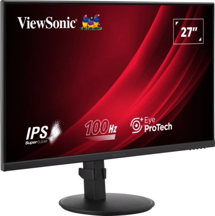Monitor Viewsonic 27" LED IPS FullHD 100Hz - Tempo di risposta 5 ms - Altezza regolabile, girevole e inclinabile - 16:9 - VGA, HDMI, DisplayPort - VESA 100x100 - Nero