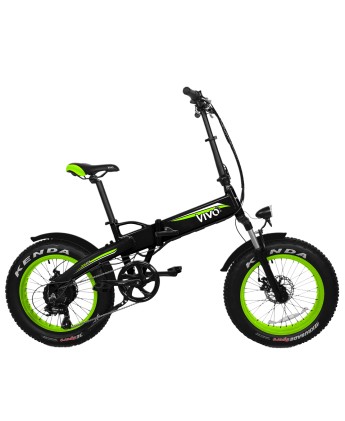 Vivobike Bicicletta Con Pedalata Assistita Fat Bike Verde Ruote 21" 40Km Autonomia Batteria 25Km Velocita