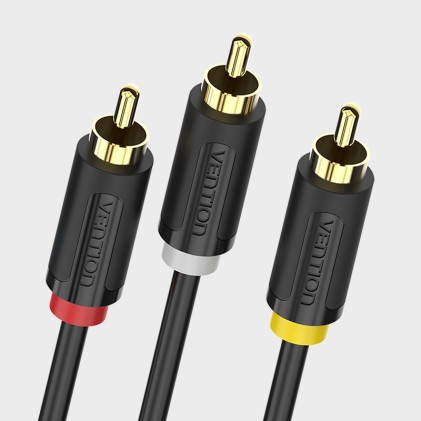Vention BCABH cavo video composito 2 m 3 x RCA Nero, Rosso, Bianco, Giallo