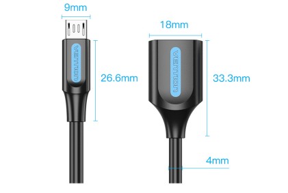 Vention CCUBB cavo USB USB 2.0 0,15 m Micro-USB B USB A Nero