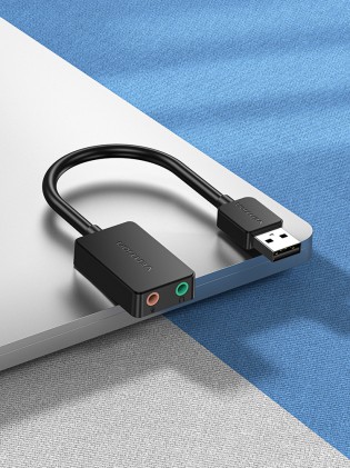 Scheda audio esterna USB a 2 porte 0,15 M Nera