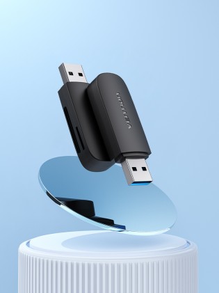 Vention 2-in-1 USB 3.0 A Card Reader(SD+TF) doppia lettore di schede - Nero