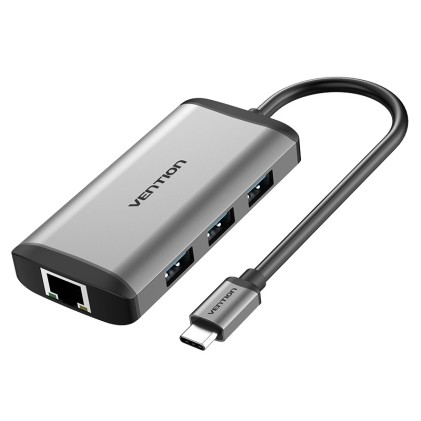 Vention CNCHB replicatore di porte e docking station per laptop Cablato USB 3.2 Gen 1 (3.1 Gen 1) Type-C Grigio